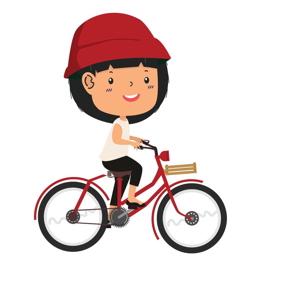 enfant fille équitation une vélo vecteur