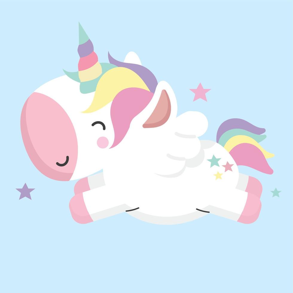 mignonne Licorne personnage griffonnage plat vecteur