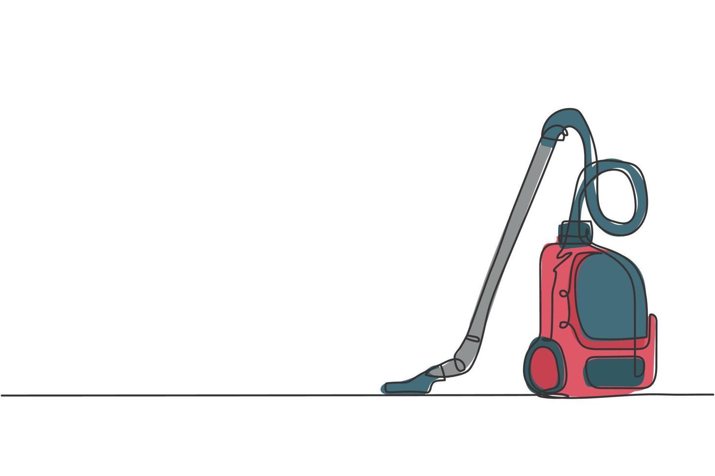 un seul dessin d'appareil ménager d'aspirateur électrique. concept d'outils ménagers de robot de nettoyage sans fil d'électricité. illustration vectorielle graphique de conception de dessin de ligne continue dynamique vecteur