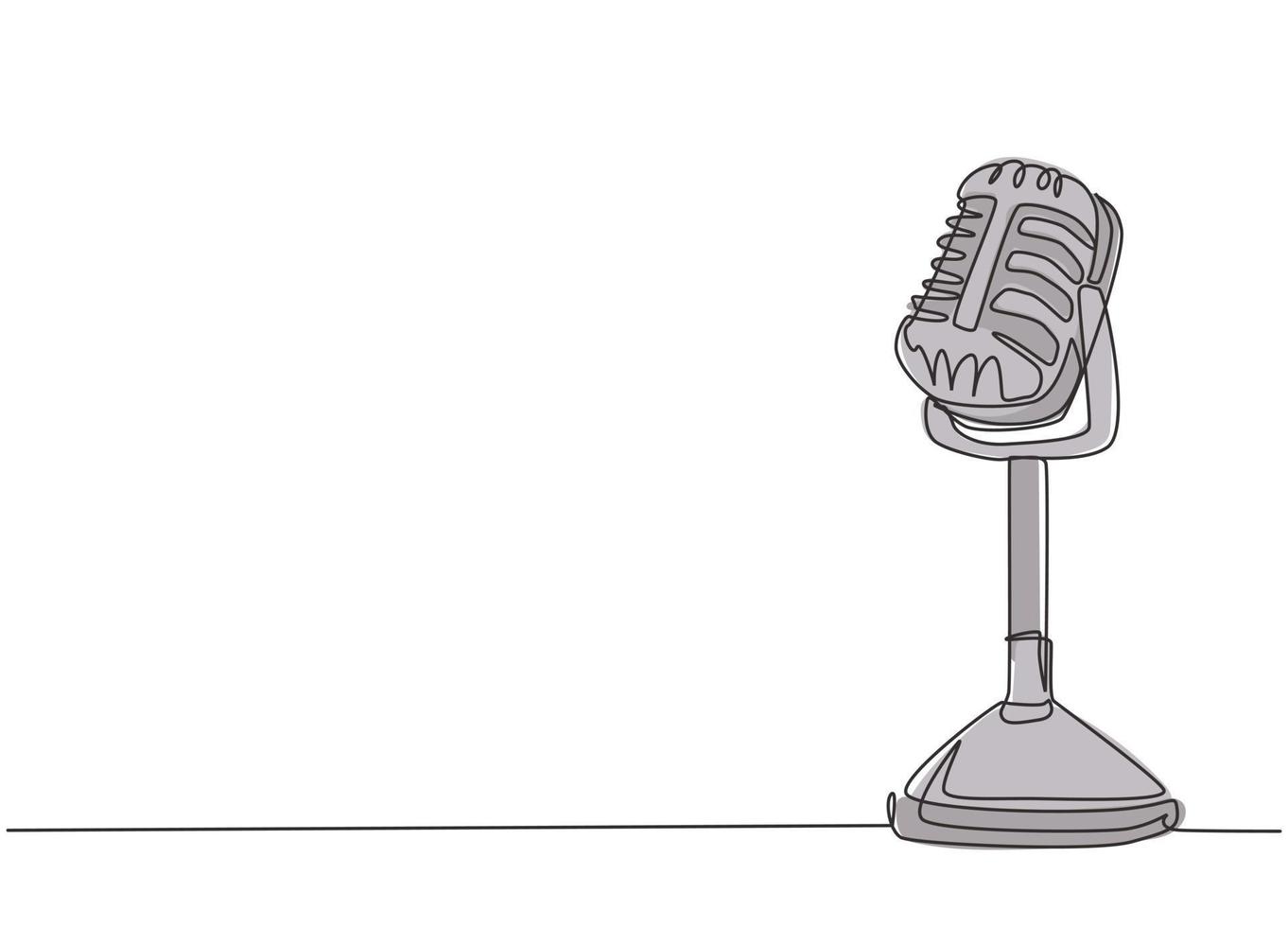 un seul dessin d'un vieux microphone radio classique rétro pour la diffusion. haut-parleur vintage annonceur élément concept ligne continue dessiner conception illustration graphique vectorielle vecteur