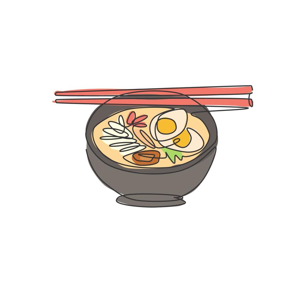 un seul dessin au trait d'illustration vectorielle graphique de logo de boulette chinoise fraîche. menu de café de cuisine asiatique et concept de badge de restaurant. logotype de nourriture de rue de conception de ligne continue moderne vecteur