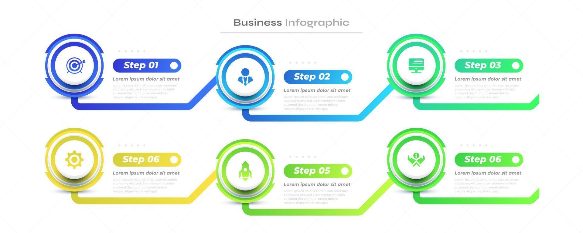 affaires infographie conception modèle avec 6 les options ou pas. pouvez être utilisé pour présentation, flux de travail mise en page, diagramme, ou annuel rapport vecteur