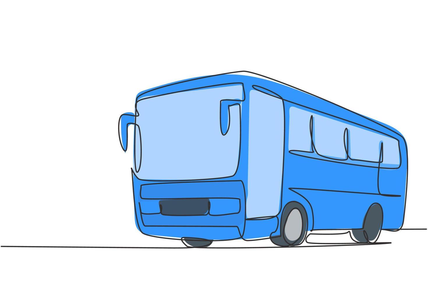 des autobus express à dessin continu qui desservent les trajets interurbains de passagers entre les provinces et peuvent également être utilisés par les touristes. véhicule public. illustration graphique de vecteur de conception de dessin à une seule ligne.