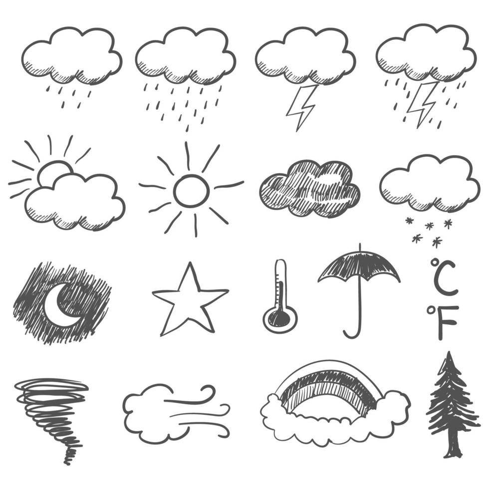 illustration de doodle des icônes météo vecteur