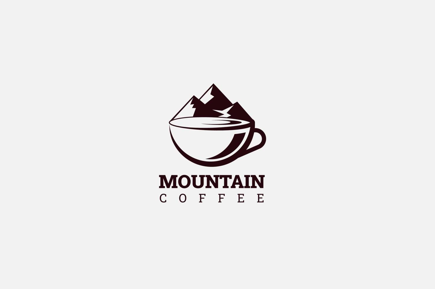 Montagne café logo modèle. abstrait café tasse avec une Montagne signe ancien logo conception inspiration. vecteur
