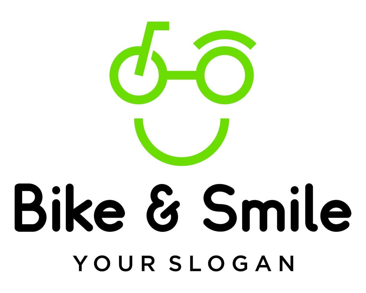 sourire icône et bicyclette sport logo conception. vecteur