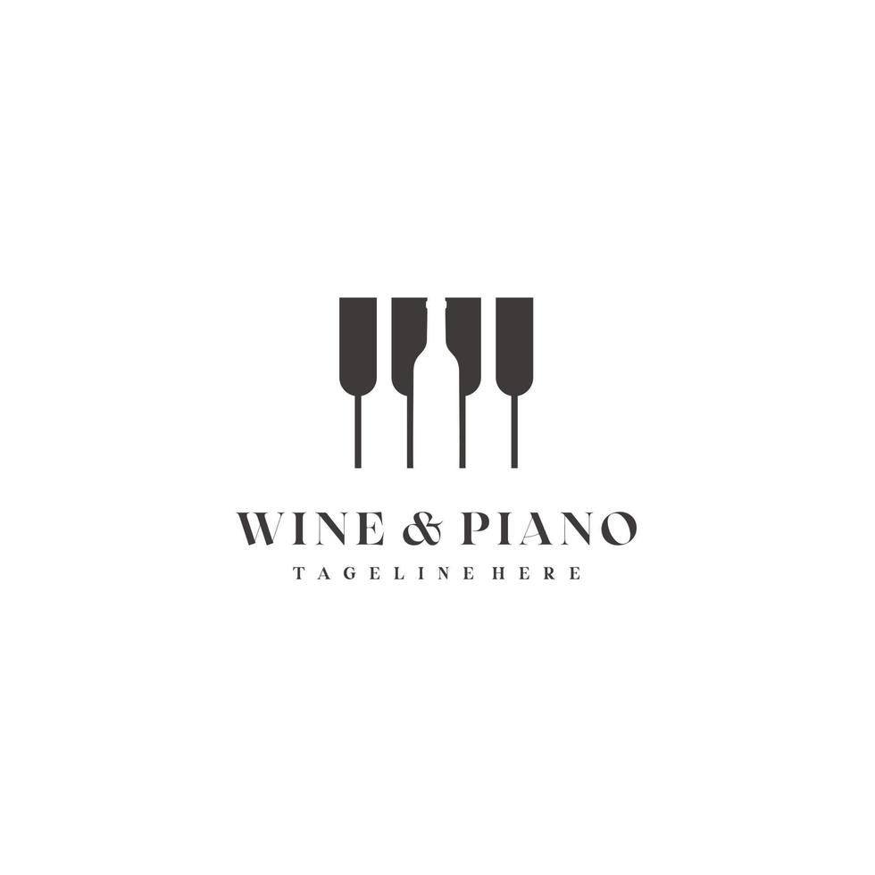 piano du vin la musique bar concept logo conception vecteur signe illustration modèle