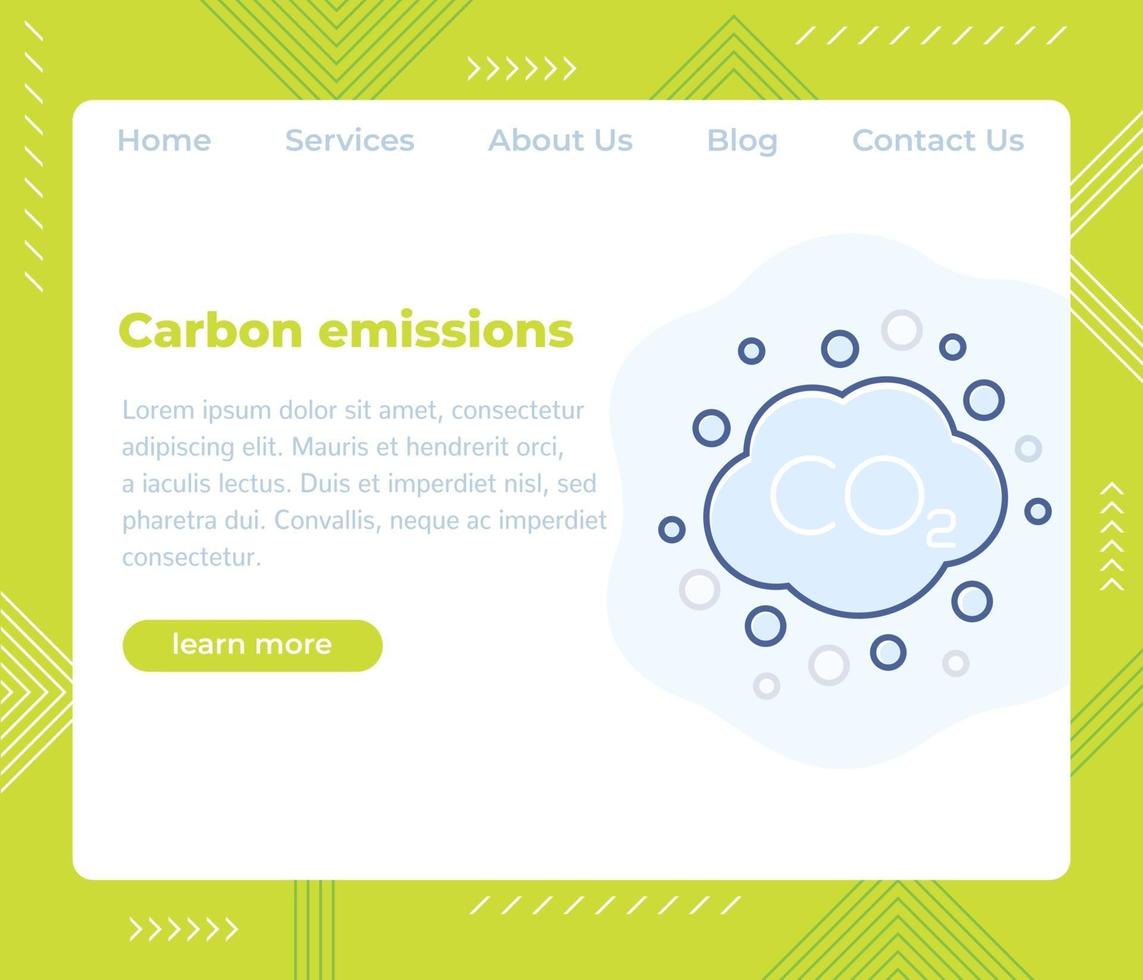 émissions de carbone, modèle de vecteur de site Web.eps