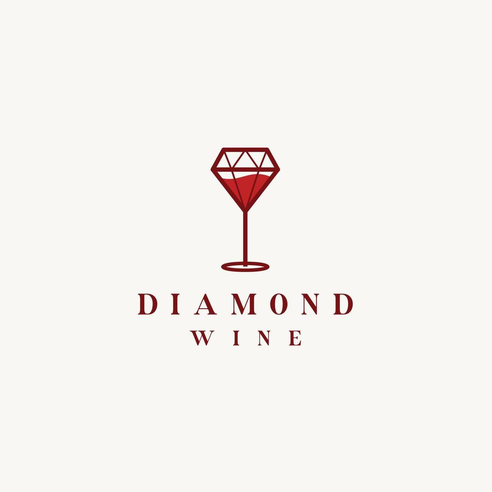 du vin verre avec diamant café bar logo conception icône vecteur