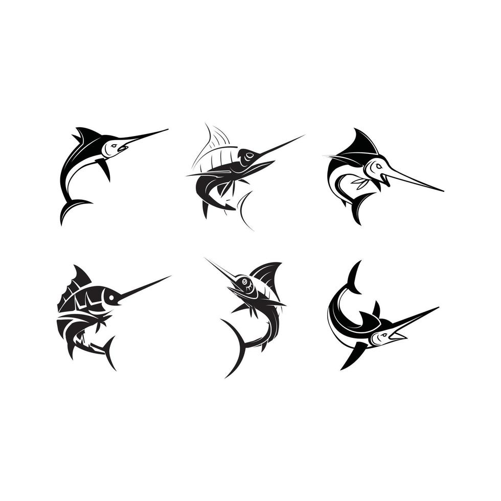 marlin poisson collection noir vecteur illustration