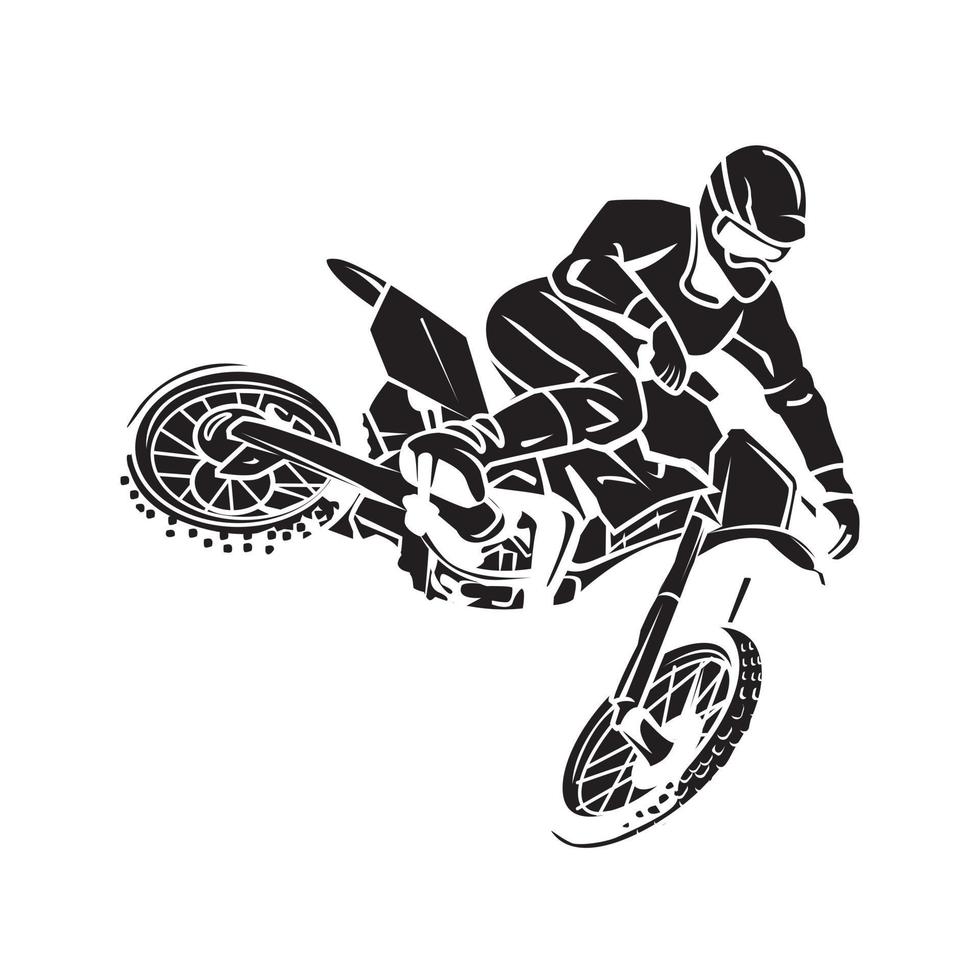 moto traverser cavalier noir vecteur illustration