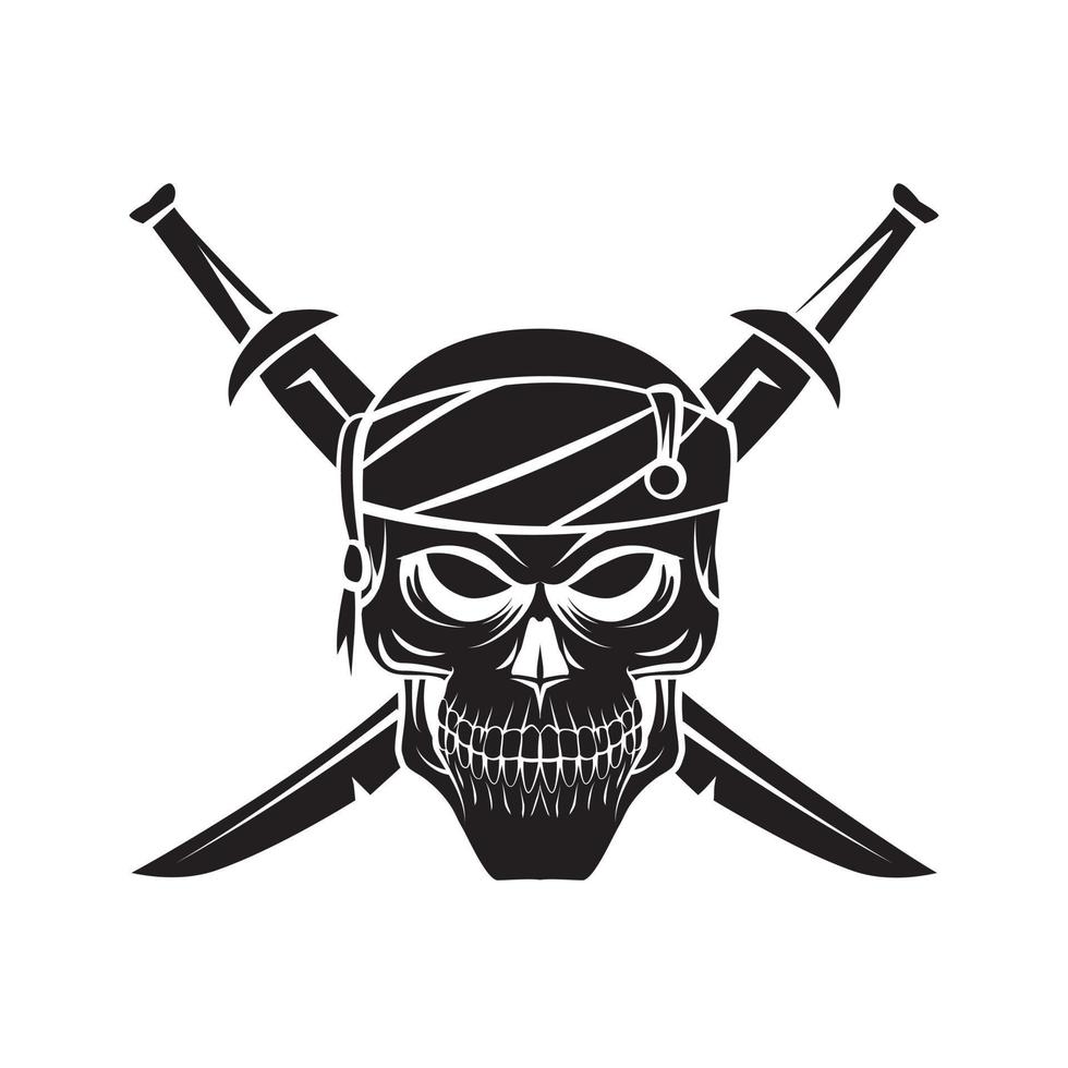 crâne pirate noir vecteur illustration