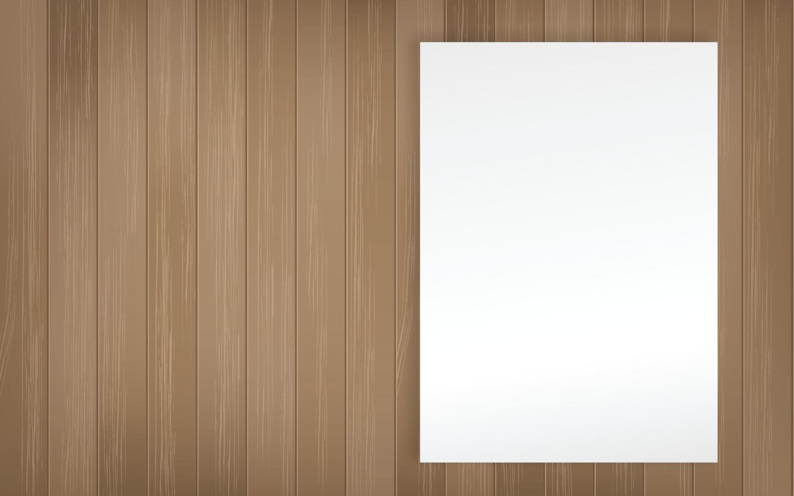 feuille de papier blanc sur fond de texture bois. vecteur. vecteur