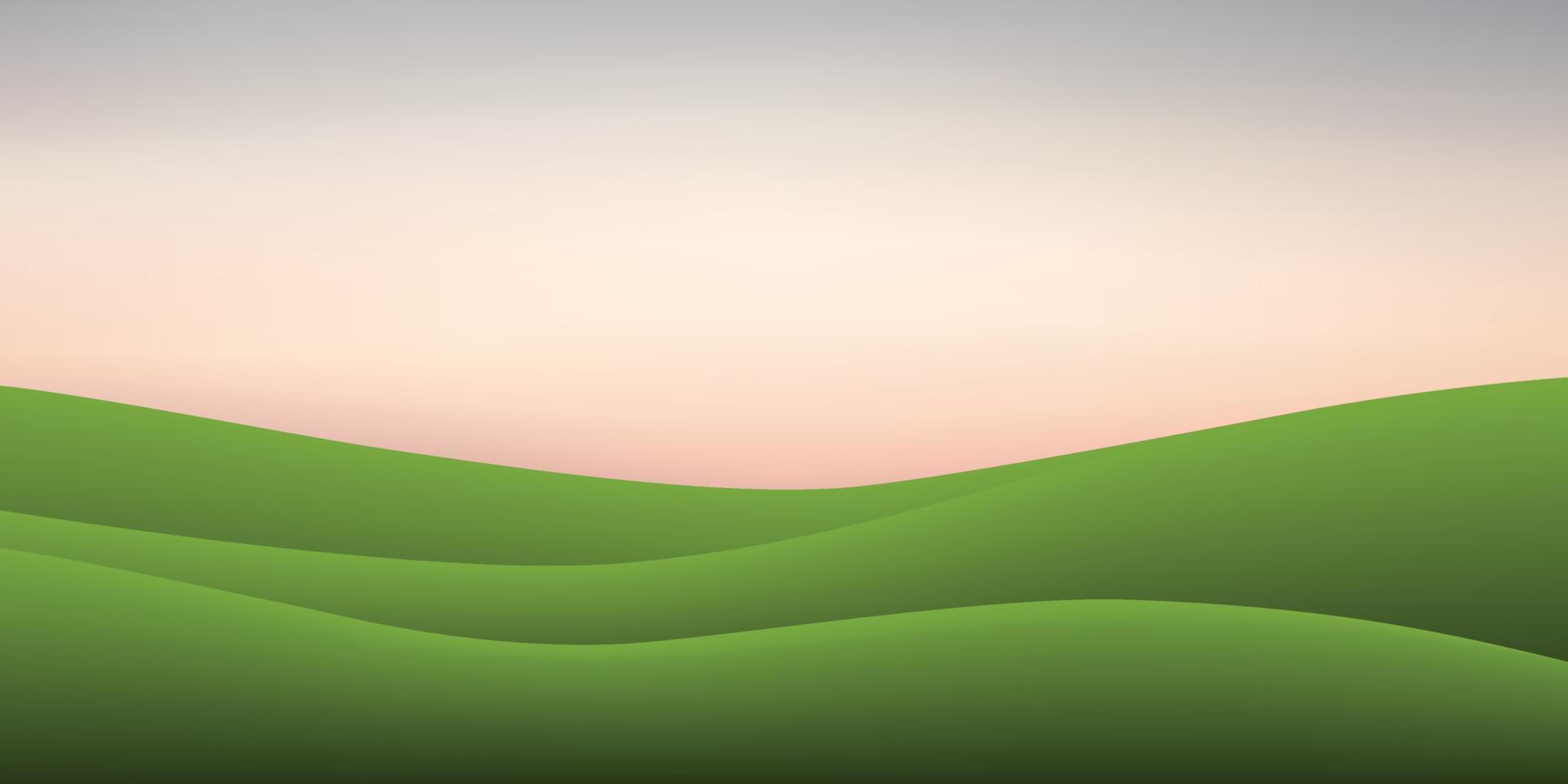 herbe verte colline et fond de ciel coucher de soleil. fond naturel extérieur pour la conception de modèles. vecteur. vecteur