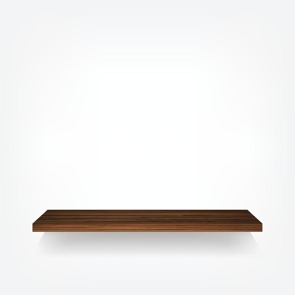 vide bois étagère sur blanc Contexte avec doux ombre. 3d vide en bois étagères sur blanc mur. vecteur illustration.