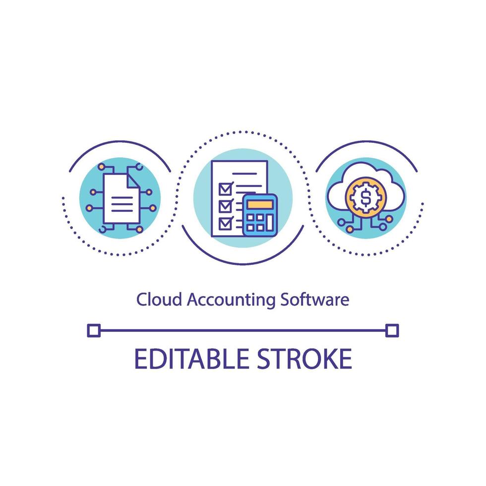 icône de concept de logiciel de comptabilité en nuage vecteur