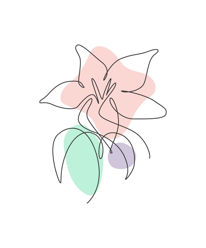 une ligne continue dessinant une belle fleur d'orchidée abstraite. concept naturel minimal de beauté fraîche. décoration murale à la maison, affiche, sac fourre-tout, impression de tissu. illustration vectorielle graphique de conception de dessin à une seule ligne vecteur