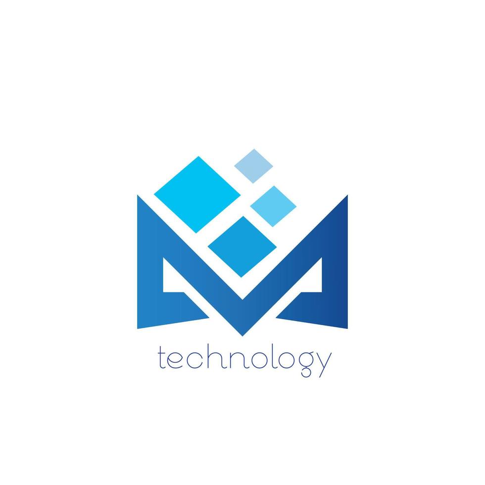 m La technologie marque, symbole, conception, graphique, minimaliste.logo vecteur