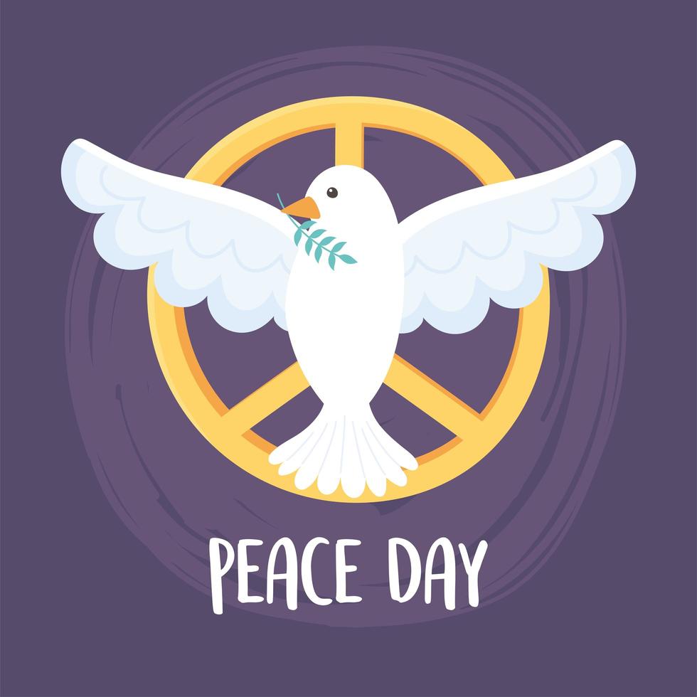 journée internationale de la paix avec colombe et symbole de la paix vecteur