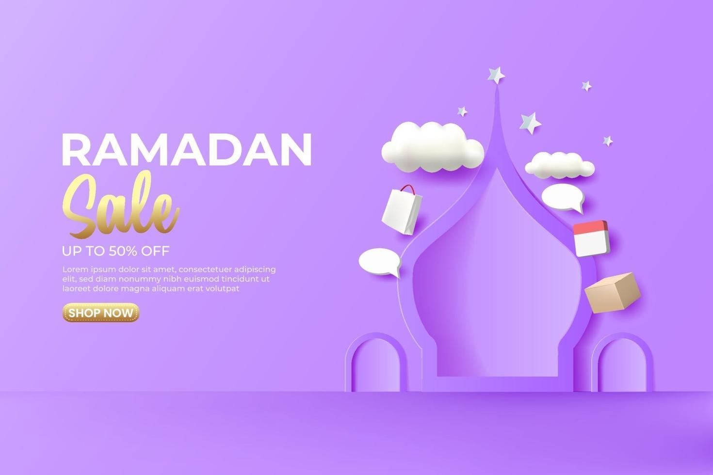 conception de bannière d'annonces de vente ramadan vecteur