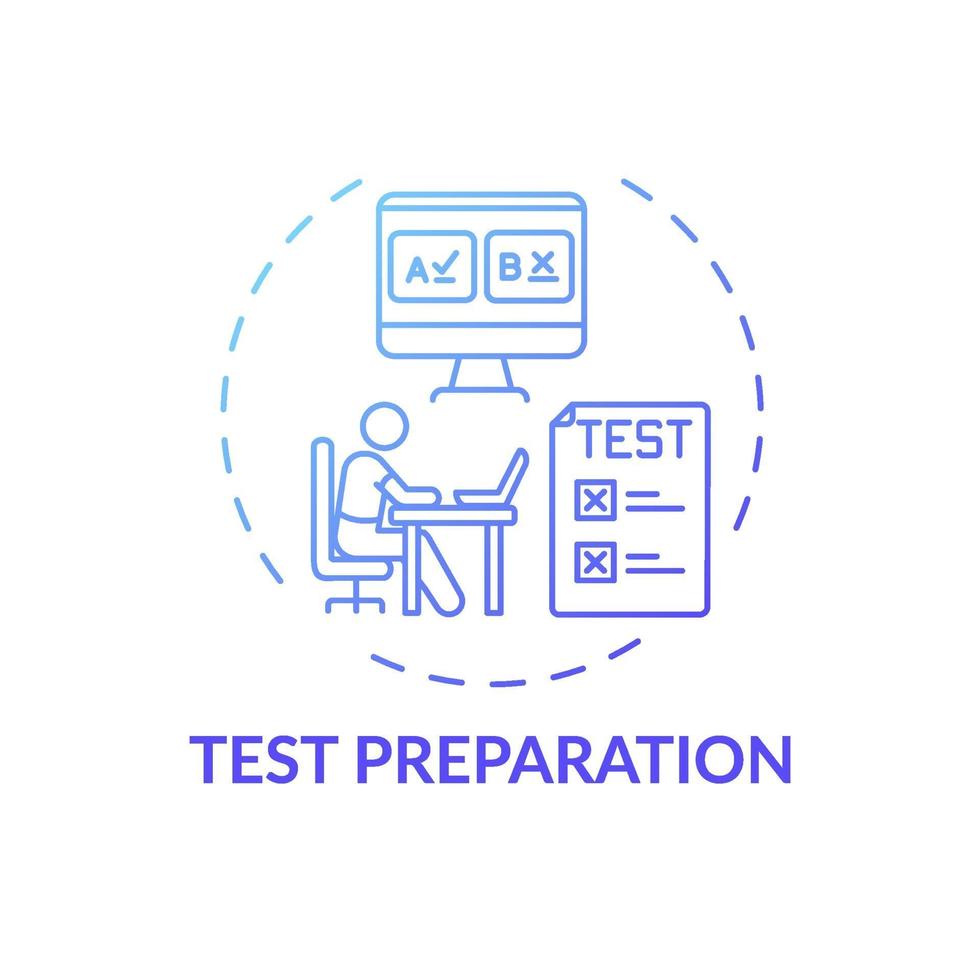 icône de concept de préparation de test vecteur