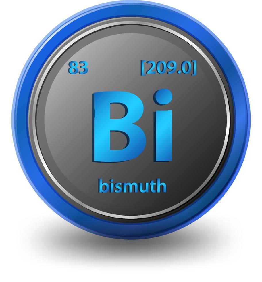 élément chimique bismuth. symbole chimique avec numéro atomique et masse atomique. vecteur