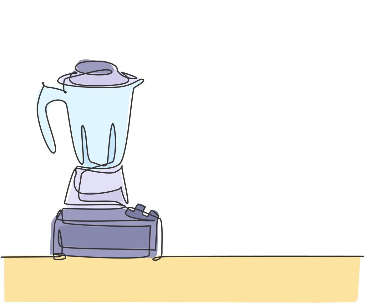 un seul dessin d'appareil ménager de mélangeur électrique pour faire un smoothie aux jus de fruits. concept d'outils de cuisine électrique. illustration graphique de conception de dessin de ligne continue dynamique vecteur