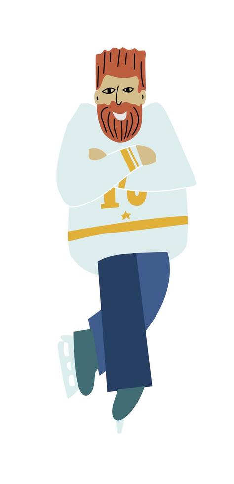 joueur de hockey sur glace. un joueur de hockey. simple, griffonnage, dessin animé, dessiné à la main vecteur