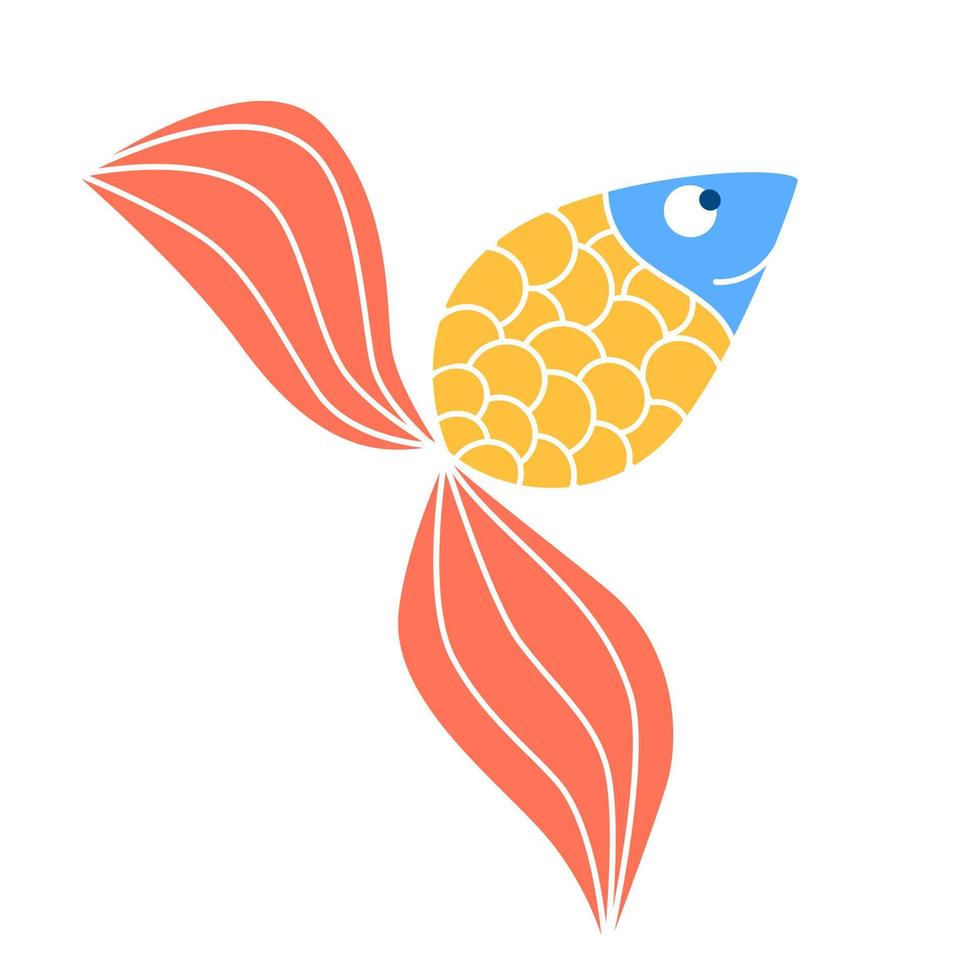abstrait griffonnage aquarium poisson silhouette. coloré fantaisie naïve puéril plat zentagle or poisson icône. marrant Marin mascotte. vecteur illustration.
