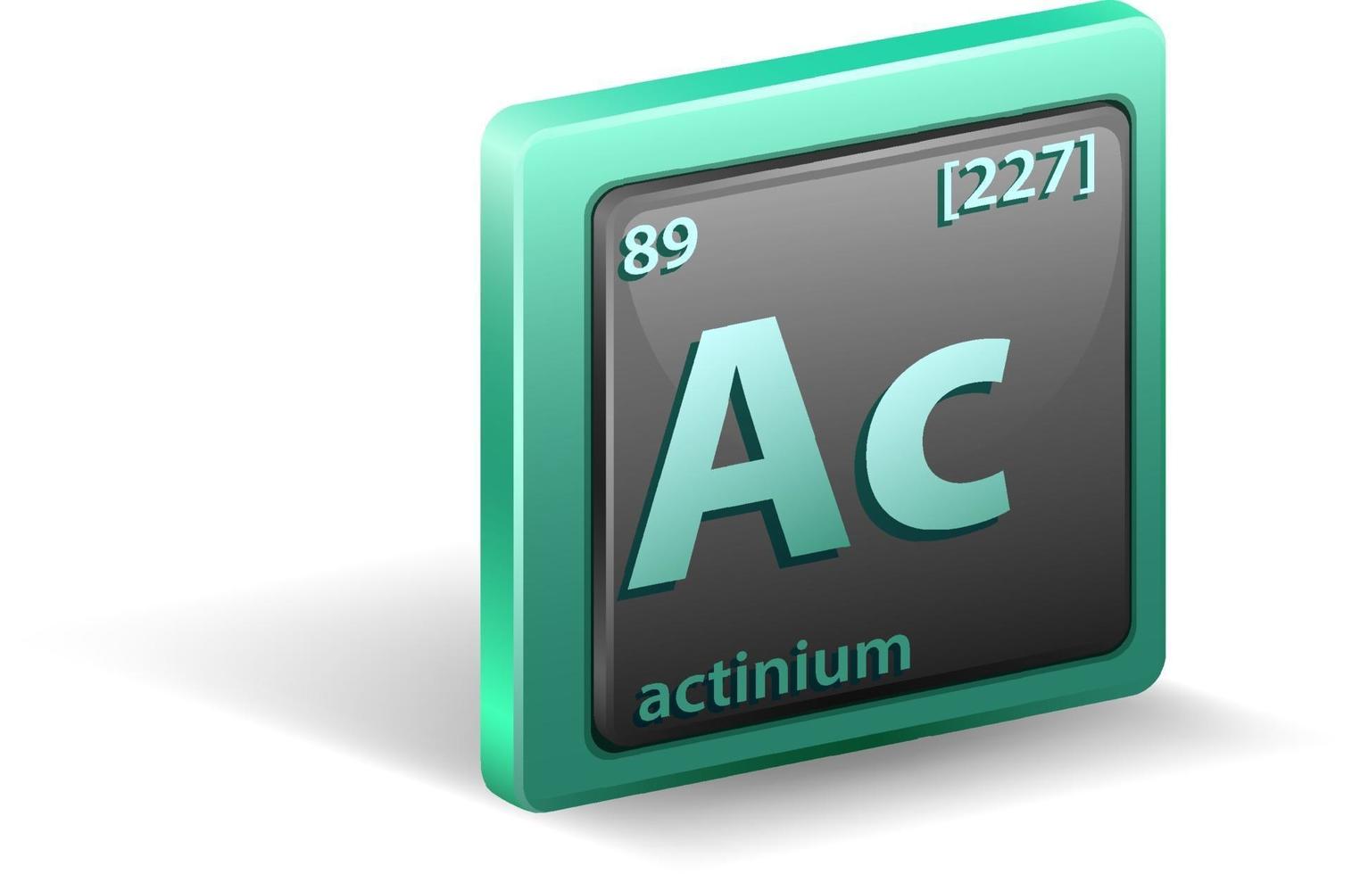 élément chimique actinium. symbole chimique avec numéro atomique et masse atomique. vecteur