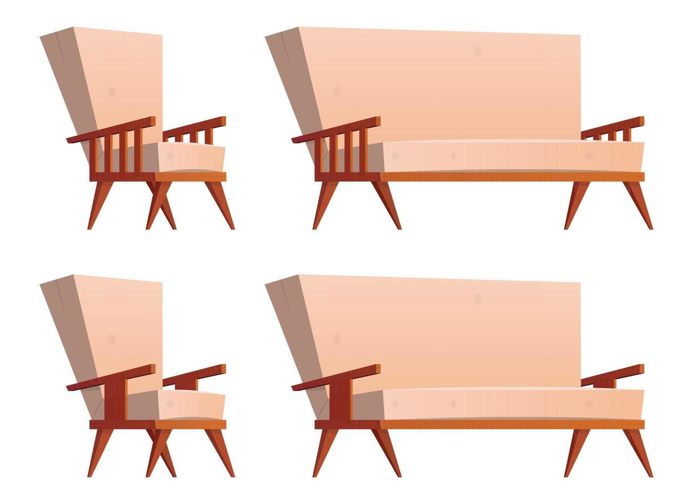 dessin animé fauteuil et canapé vecteur illustration isolé sur blanc