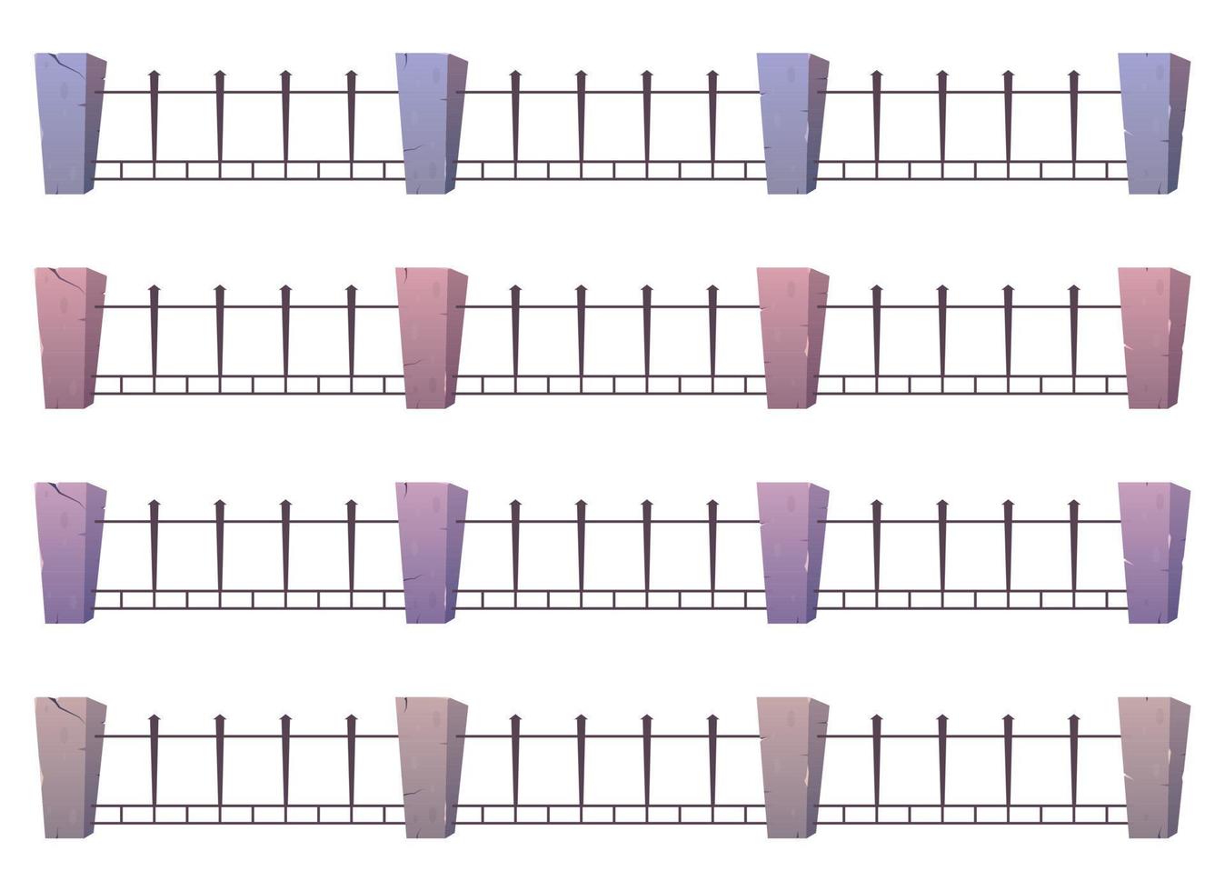 acier clôture avec béton des postes dans dessin animé style vecteur