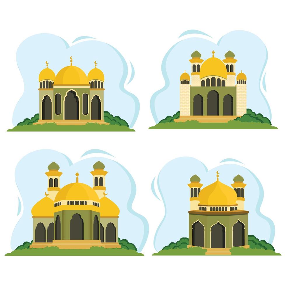 illustration plat vecteur ensemble mosquée Facile et élégant conception