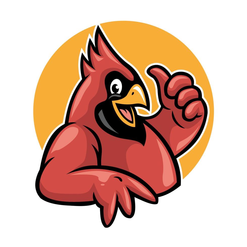 les pouces en haut cardinal oiseau dans dessin animé mascotte style vecteur