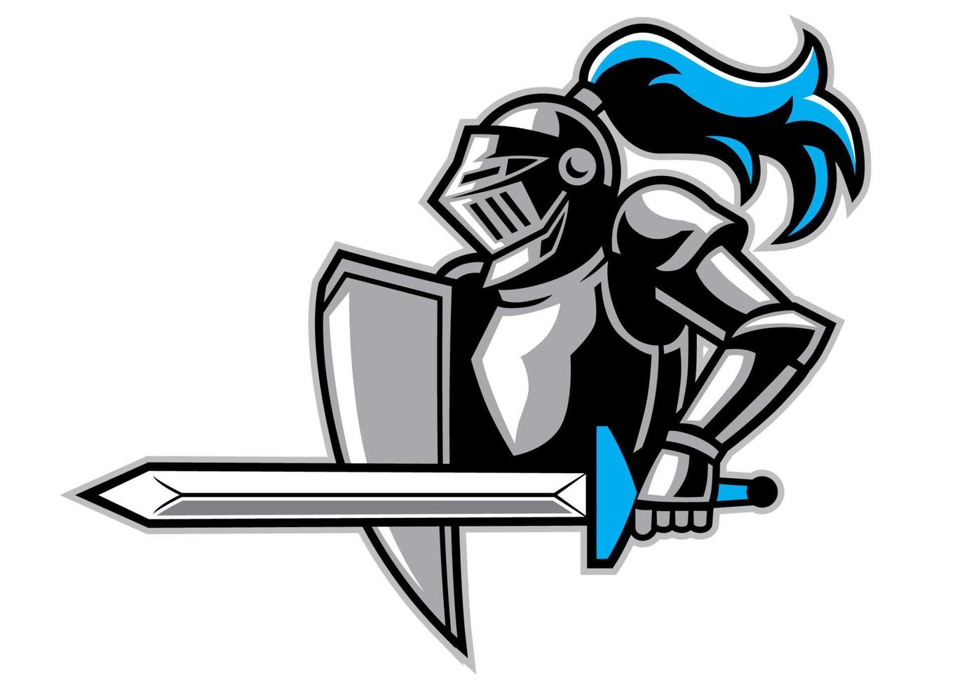 Chevalier avec une gros épée sport et esport logo style vecteur