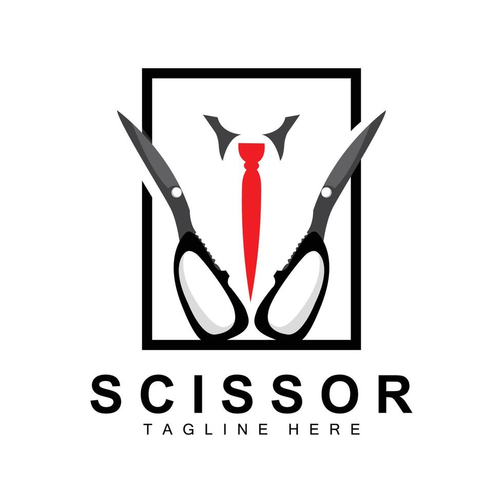 création de logo de ciseaux, vecteur de rasoir de salon de coiffure, illustration de marque de ciseaux de babershop