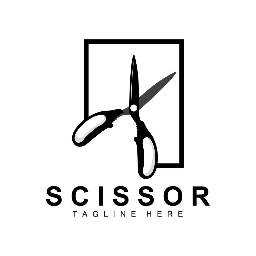 création de logo de ciseaux, vecteur de rasoir de salon de coiffure, illustration de marque de ciseaux de babershop