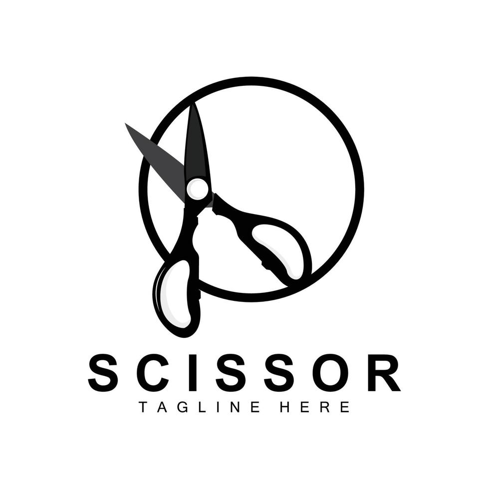 création de logo de ciseaux, vecteur de rasoir de salon de coiffure, illustration de marque de ciseaux de babershop