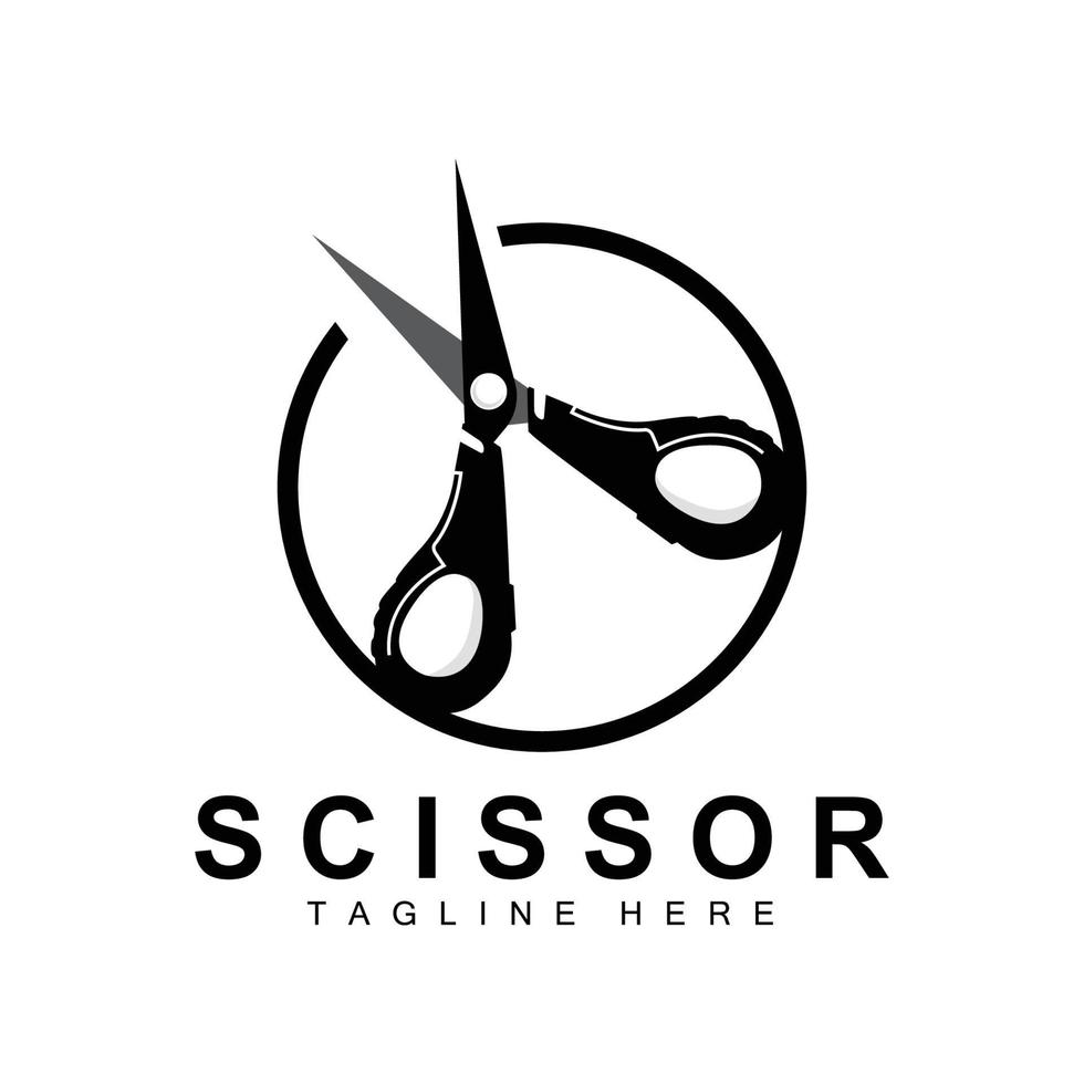 création de logo de ciseaux, vecteur de rasoir de salon de coiffure, illustration de marque de ciseaux de babershop