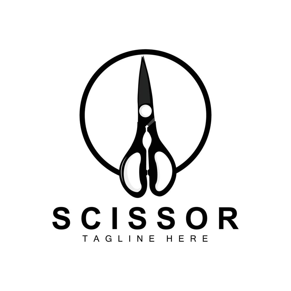 création de logo de ciseaux, vecteur de rasoir de salon de coiffure, illustration de marque de ciseaux de babershop