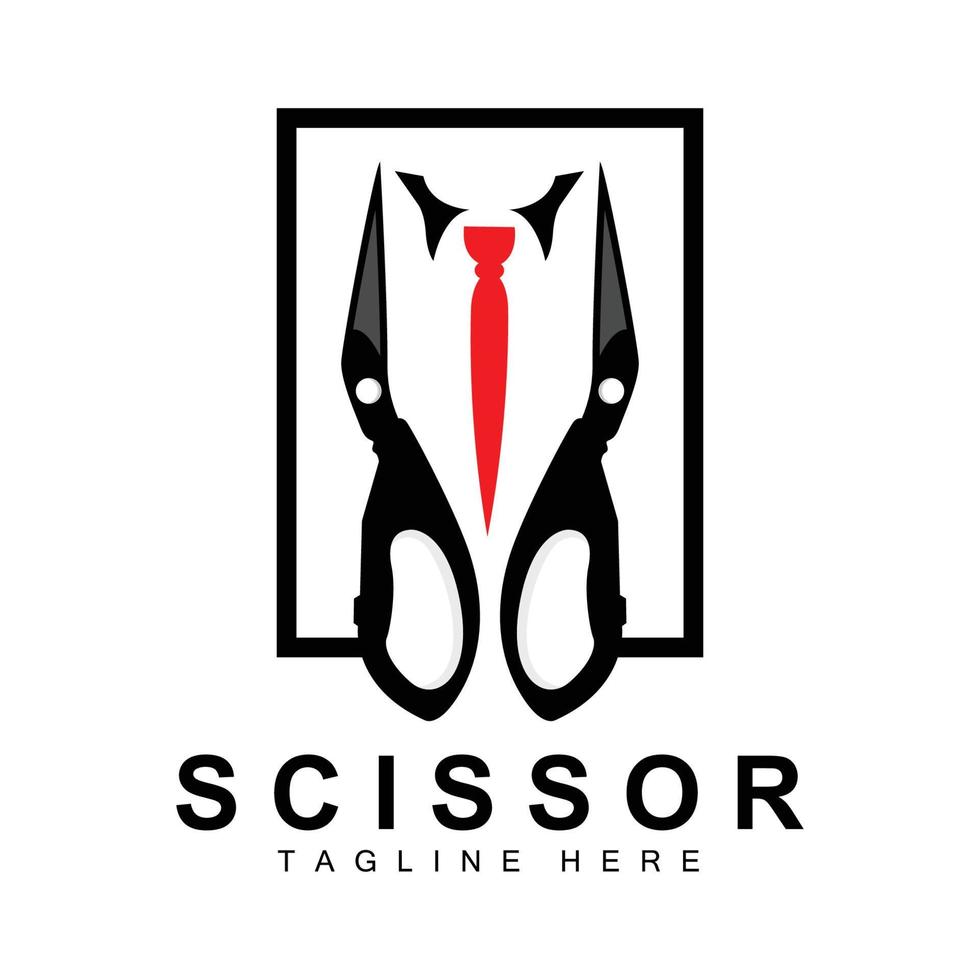 création de logo de ciseaux, vecteur de rasoir de salon de coiffure, illustration de marque de ciseaux de babershop