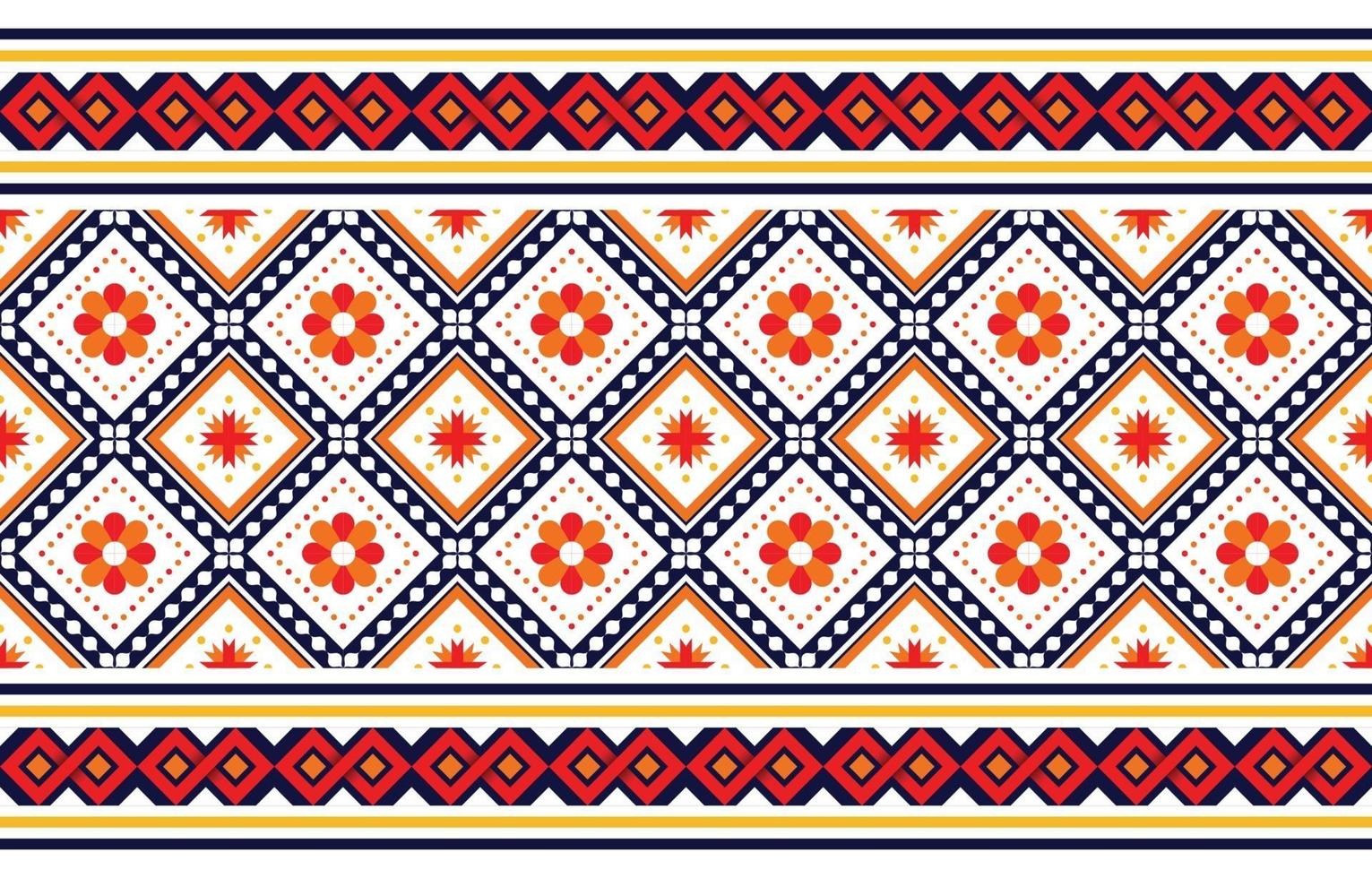 motif boho ethnique avec des fleurs aux couleurs vives. conception pour tapis, papier peint, vêtements, emballage, batik, tissu, style de broderie illustration vectorielle dans des thèmes ethniques. vecteur