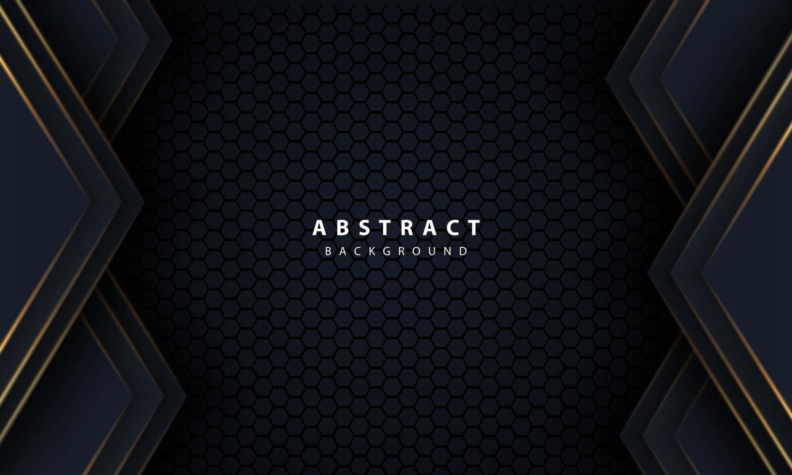 flèche de ligne or abstraite sur fond noir avec maille hexagonale design illustration vectorielle de luxe moderne technologie futuriste fond. vecteur
