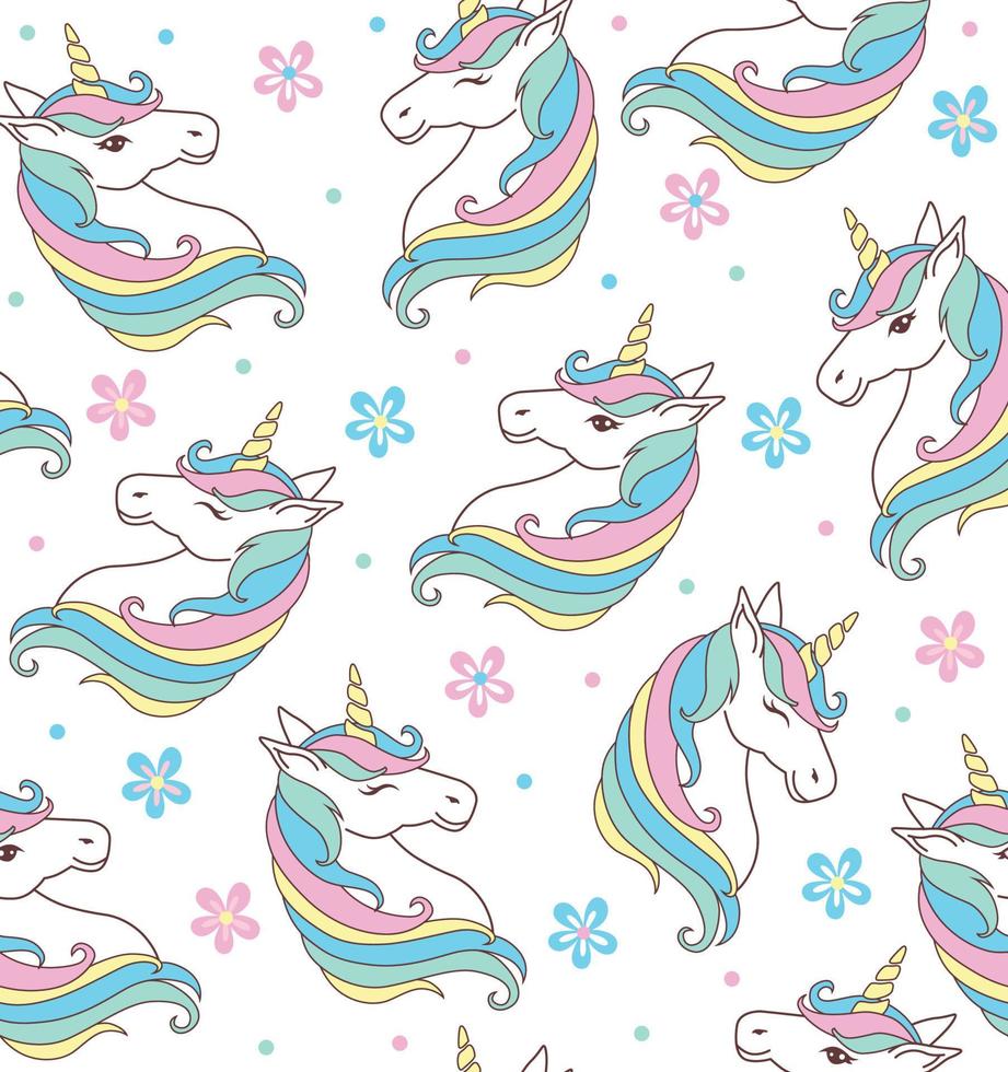 sans couture modèle de mignonne Licorne avec fleurs vecteur