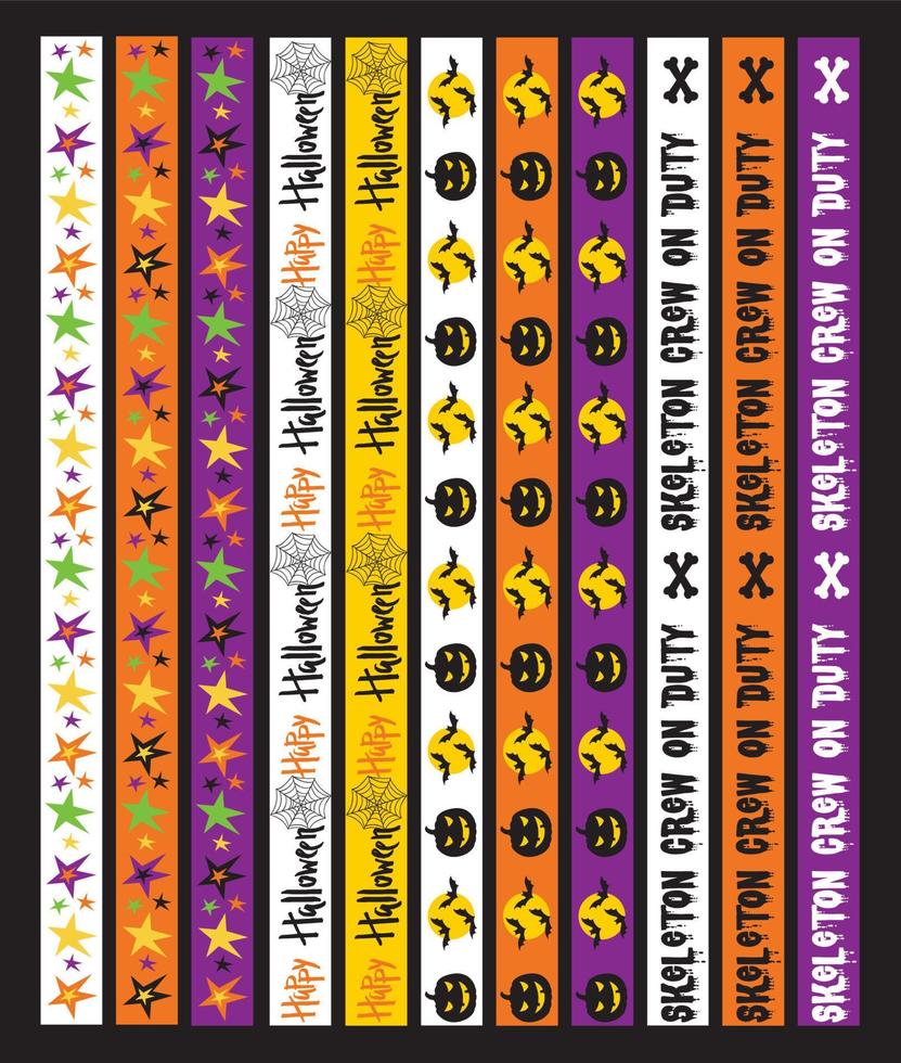 Halloween 11 Rouleaux washi ruban conception élément vecteur agrafe art- Halloween étroit vecteur illustration