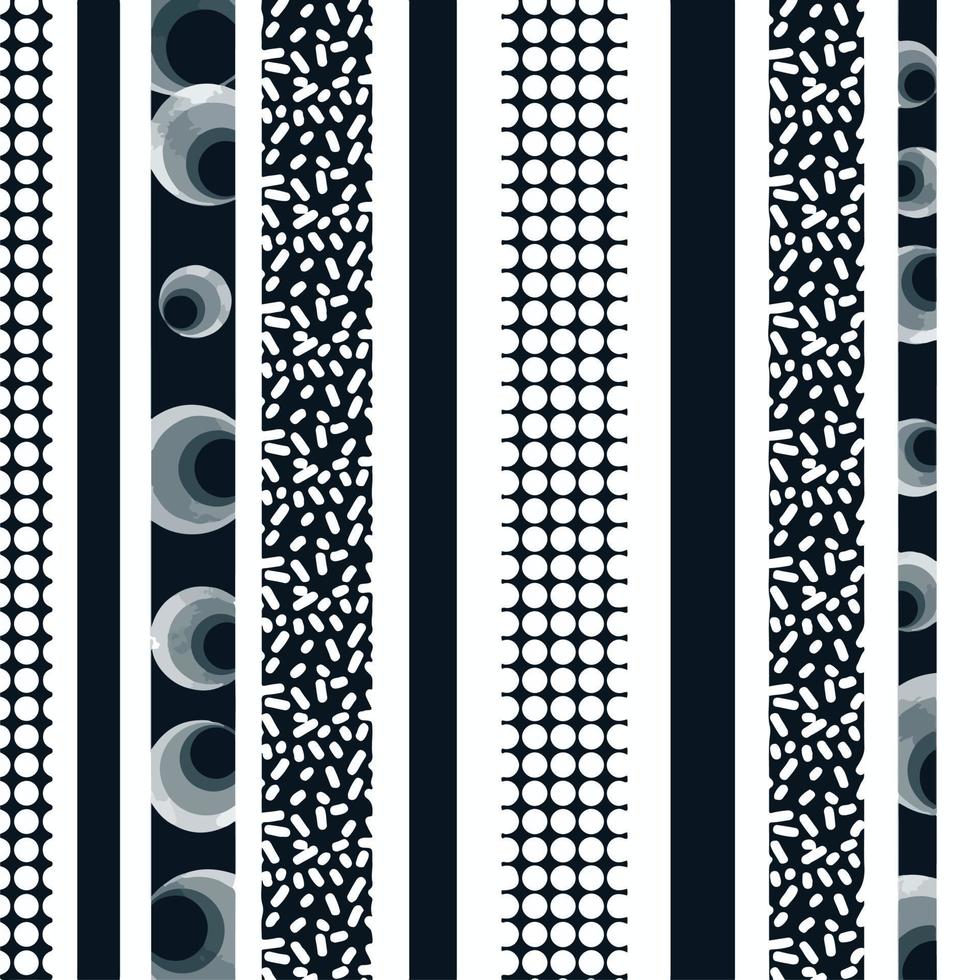 noir et blanc monochrome texturé décoratif modèle rayures vecteur Contexte isolé sur carré modèle