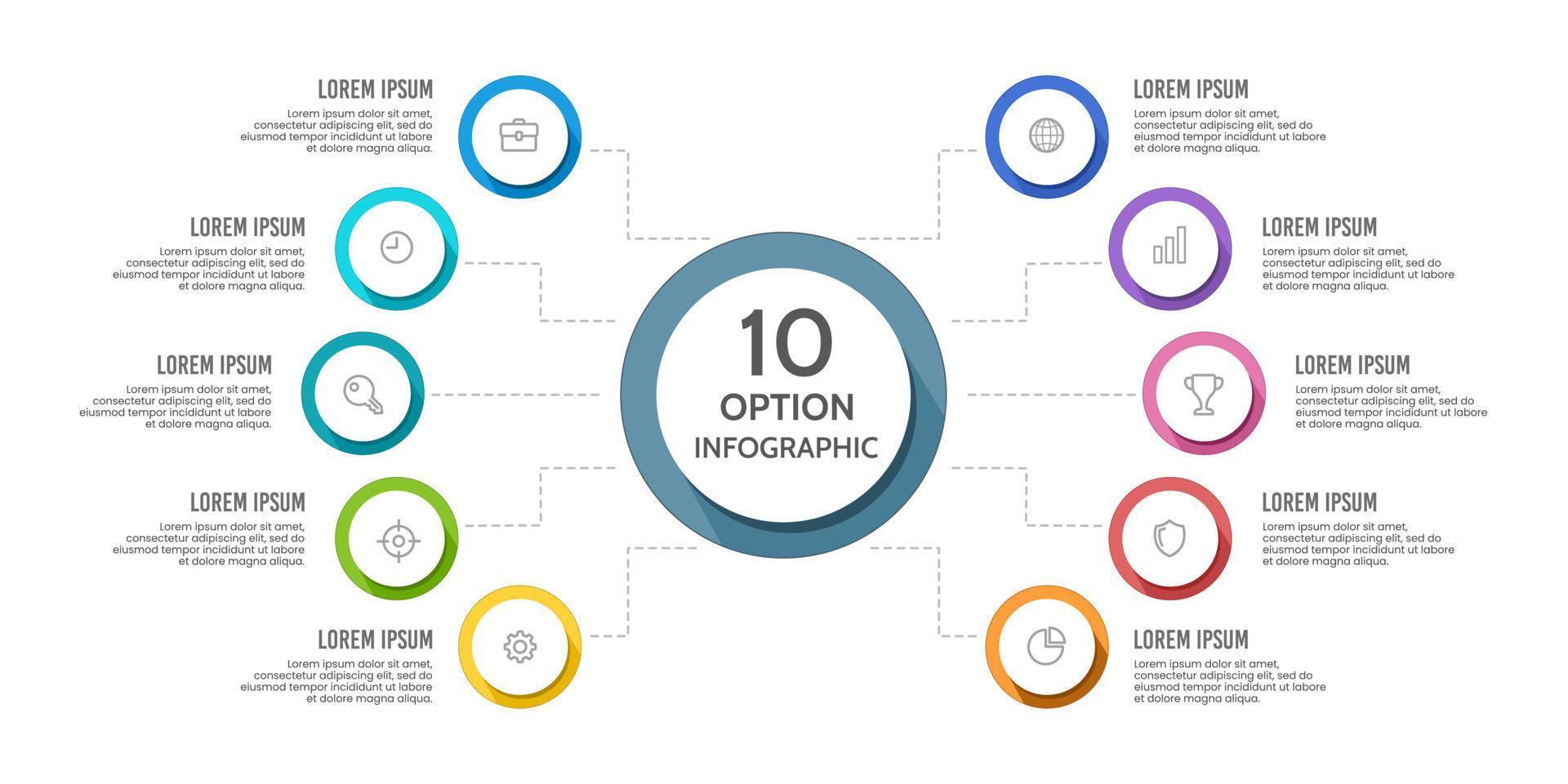 infographie dix les options modèle. infographie organisation. vecteur illustration.