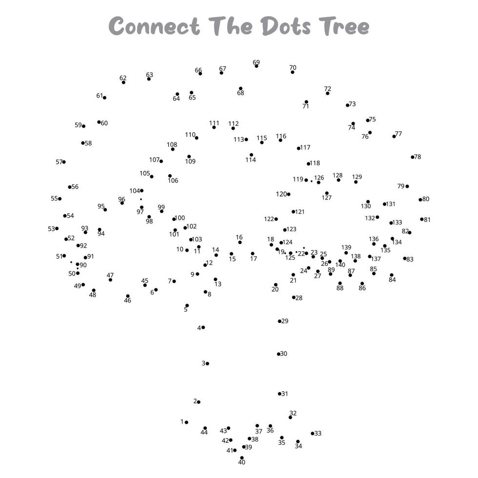 relier le points et dessiner arbre coloration page, éducatif Jeu pour enfants. ligne dessin pour enfants, vecteur