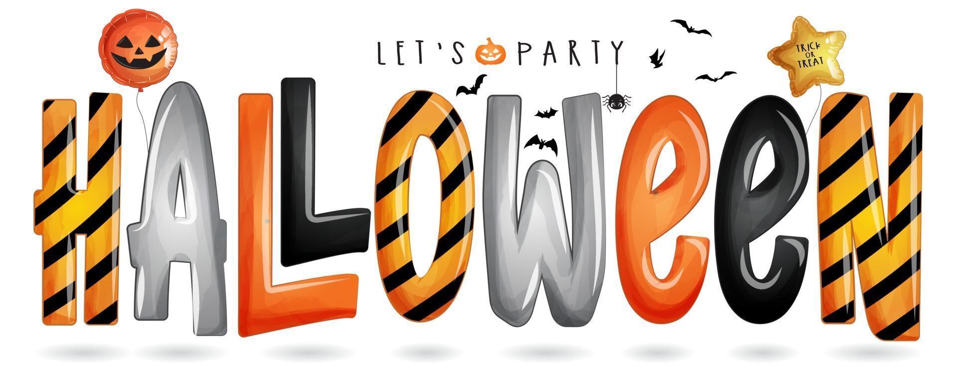 typographie d'halloween pour le jour d'halloween avec illustration aquarelle vecteur