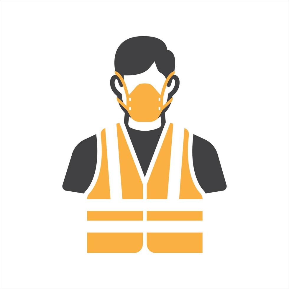 construction ouvrier icône vecteur. sécurité icône avatar avec masque et sécurité gilet. constructeur homme icône. vecteur illustration